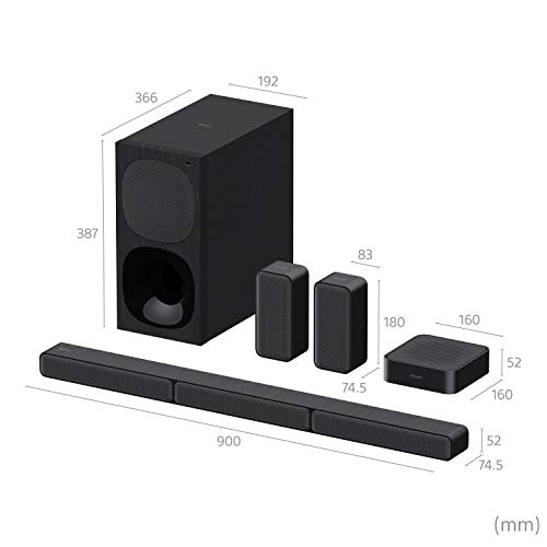 Sony HT-S40R - 5.1-kanaals soundbar (incl. bekabelde subwoofer, draadloze achterluidsprekers, Bluetooth, surround sound, Dolby Digital), zwart breed - Afbeelding 4