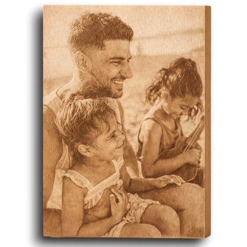 Imagen de Cuadro Personalizado en Madera Natural con Foto y Texto Grabados