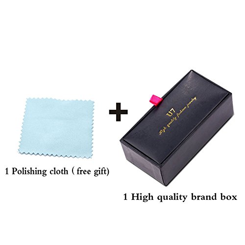 U7 Abotoaduras masculinas para casamento, Natal, negócios, platina, banhado a ouro 18 K, cristal ext