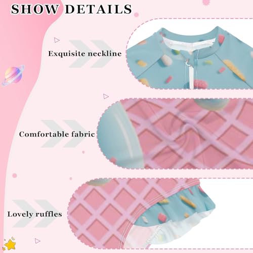 Girls One Piece Swimsuits UPF 50+ Quick Dry Long Sleeve Rashguard Bathing Suits with Zipper Swimwear 3T-12Y4
