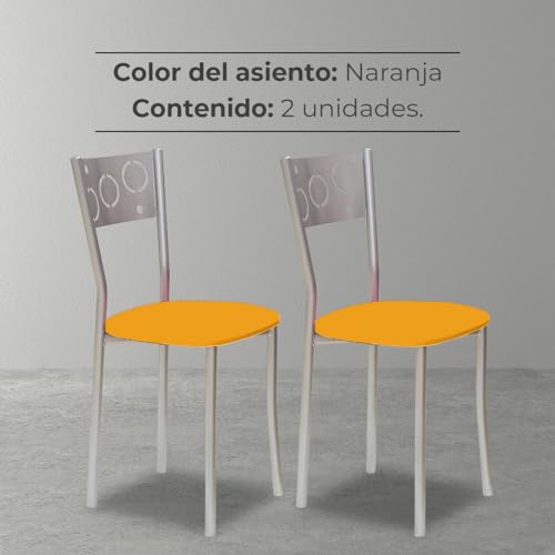 ASTIMESA SCPRNA Dos sillas de Cocina, Metal, Naranja, Altura de Asiento 45 cms - imagen 7