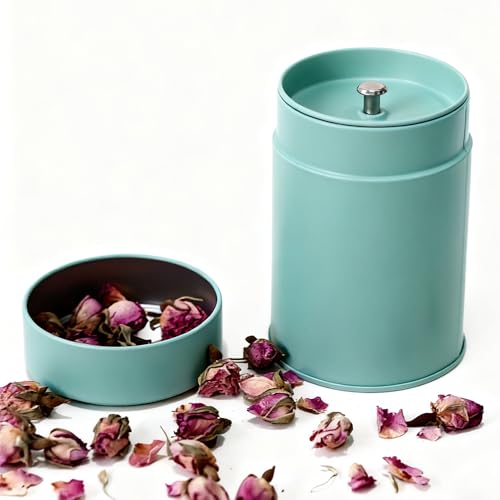 Image of 3-Pack Tea Tin Canister with Airtight Double Lids, 14 Fl Oz Tin Can Box and Round Kitchen Canisters for Loose Tea, Coffee, Candy, Herbs and Matcha Powder (Blue, 2.95 * 4.25'')