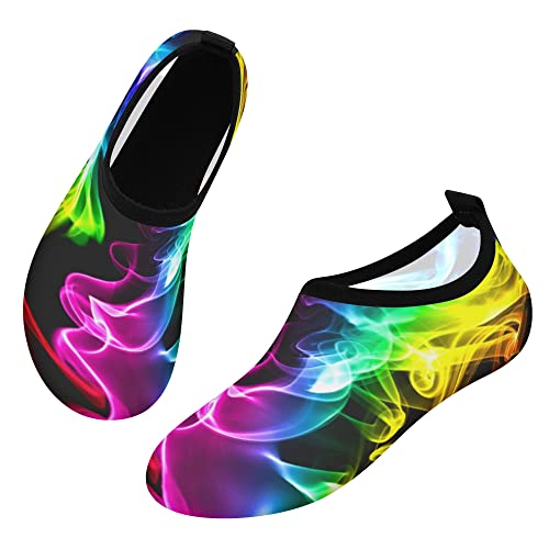 Zooshum Colorful Smoke Water Shoes For Men Women, Quick Dry Swim Barefoot Beach Non-Slip Aqua Pool Socks Water Skin Shoes #TOP1
