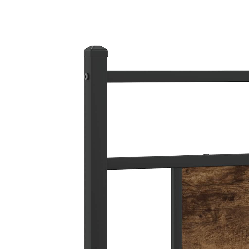 Bettgestell 80x200 ohne Matratze Räuchereiche Holzwerkstoff & Stahl Modernes Kopfteil Lattenrost Stauraum Schlafzimmer für Jugendzimmer Gästezimmer und Erstwohnung