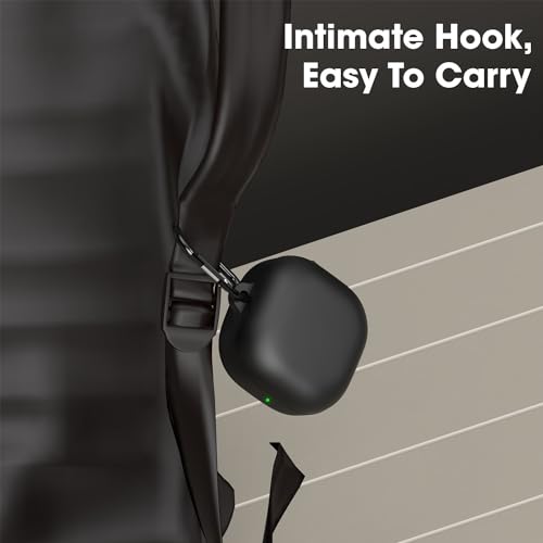 Image of Sounce Earphone Case Cover Compatible for Samsung Galaxy Buds 2 Pro, Soft Silicone Skin Case Cover Shock-Absorbing Protective Case with Keychain [Front LED Visible](Black)