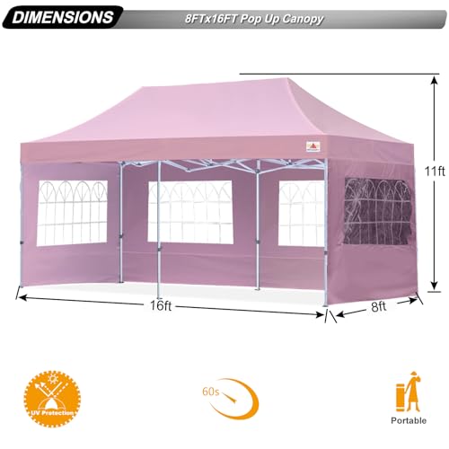 Image of ABCCANOPY Pop up Canopy Tent with Elegant Church Window 8X16,Pink