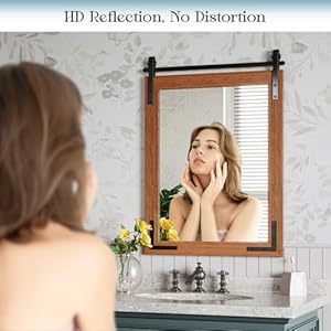 Farmhouse Mirror 40x30 Inch, Brown Rustic Bathroom Mirror Vanity, Wood Framed Rectangular Wall Decor Mirrors for Entryway, Living Room, Courtyard Farmhouse Mirror 40×30 Inch Brown Rustic Bathroom Mirror Vanity Wood Framed Rectangular Wall Decor Mirrors for Entryway Living Room Courtyard