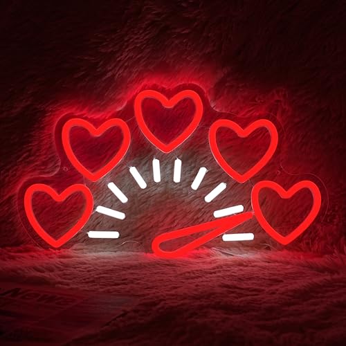 Image of GNVETZLL Valentine's Day Neon Sign for Wall Decor Dimmable Heart Neon Light Red Love Light Sign for Wife Birthday Wedding Party(14.57 * 8.66In)
