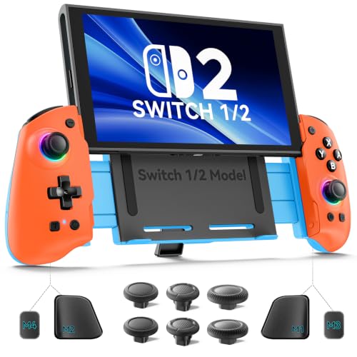 Image of OIVO VGA DESIGN Switch Controller Handheld for 1 /2 /OLED, Ergonomic Grip Stretch Joypad for SW Console, Wireless Controller with TMR Joysticks, RGB Lighting, Turbo, 4 Macros & Card Slot