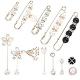 12 Pieces Pearl Scarf Brooch Pin Assorted Muslim Scarf Hijab Clips Small Brooch Set Metal Clips for Headscarf Shawl Muslim Women Scarves Hijab Safety Shawl Brooch Pins for Women Men Kids