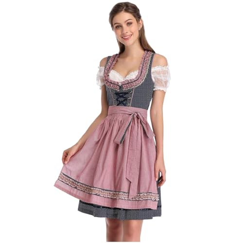 Dirndl femme rose 3 pièces : le costume bavarois ajusté qui flatte la silhouette