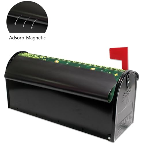 Image of Wamika Happy St Patrick Day Magnetic Mailbox Covers Green Shamrock Clove Golden Coin Mailbox Cover Over Size Full Magnet Garden Yard Porch Mail Boxes Cover Holiday Decorations 25 inch L x 21 inch W
