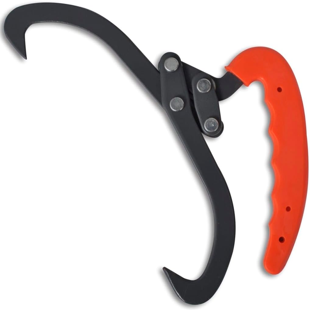 vidaXL Carbon Steel Log Tongs 4 pcs with PVC Handle - Firewood Lifting Tool, Durable Material, Sharp Hooks for Secure Hold, Ergonomic Design, Ideal for Fireplace or Fire Pit Use