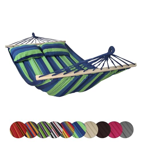 BB Sport Hamac Double Suspendu Barre Deux Personnes Surface Couchage 240 x 150 cm Charge Max. 300 kg, Couleur:Île Maurice