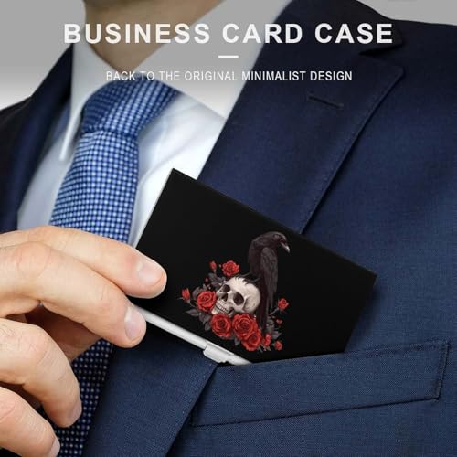 Skull Rose Crow Business Card Case Pocket Card Holder Slim Card Wallet for Men Women3