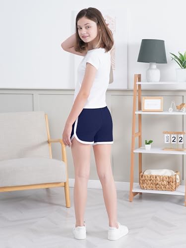 Image of Aikuco 4 Packs Girls Athletic Shorts Toddler Soccer Running Active Dolphin Dry-Fit Kids Gym Workout Performance Shorts