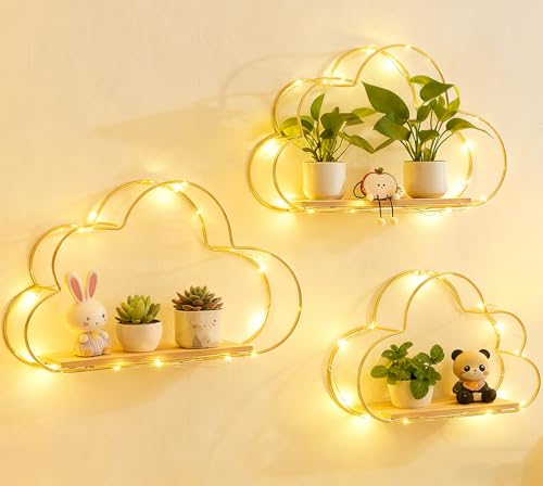 Floating Cloud Shelves with LED Lights