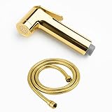 NatureSculpt Mobiler Duschkopf für Camping mit 1,2 m Schlauch, Verstellbare Wasserzufuhr, Für Wohnmobil, Vanlife & Outdoor Waschbecken, Kompakt, Tragbar, Robustes ABS (Gold)