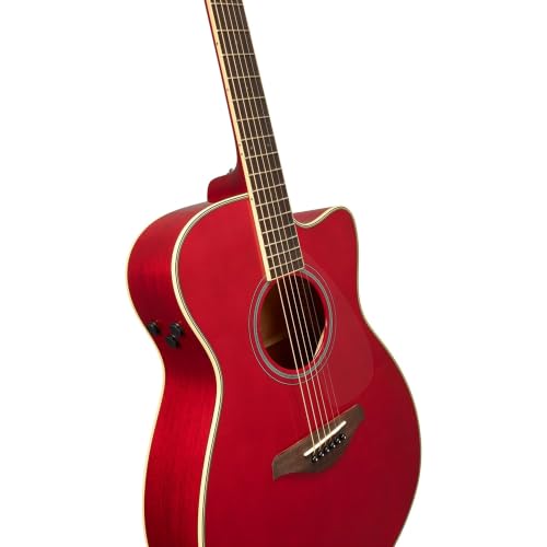 Image of Yamaha FGC-TA Concert Cutaway Transacoustic Guitar w / Chorus and Reverb, Ruby Red | Solid Spruce Top, Mahogany Back and Sides, Nato Neck, Rosewood Fingerboard, SYSTEM70 Transacoustic with Reverb and Chorus