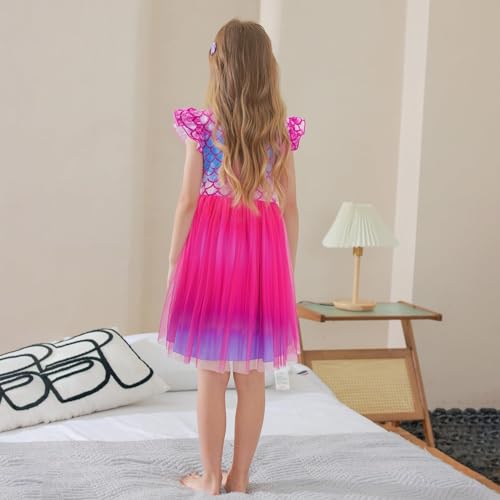 LQSZ Toddler Girls Tutu Dresses Flutter Sleeve Fluffy Party Tulle Dress for Girls 3-12 Years4