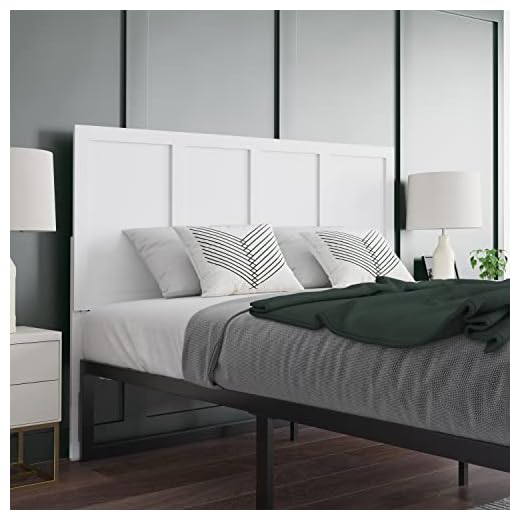 EMMA + OLIVER Omar Queen Size Wooden Headboard Only, Four Panel Headboard in White