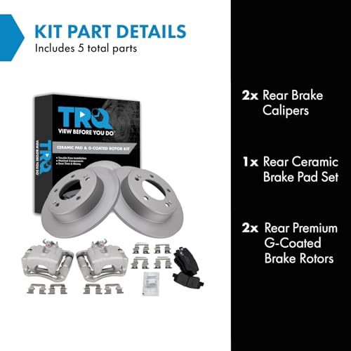 Image of TRQ Rear Brake Pad and Rotor Set Ceramic Solid Rotors Calipers | For 2014-2016 Kia Soul