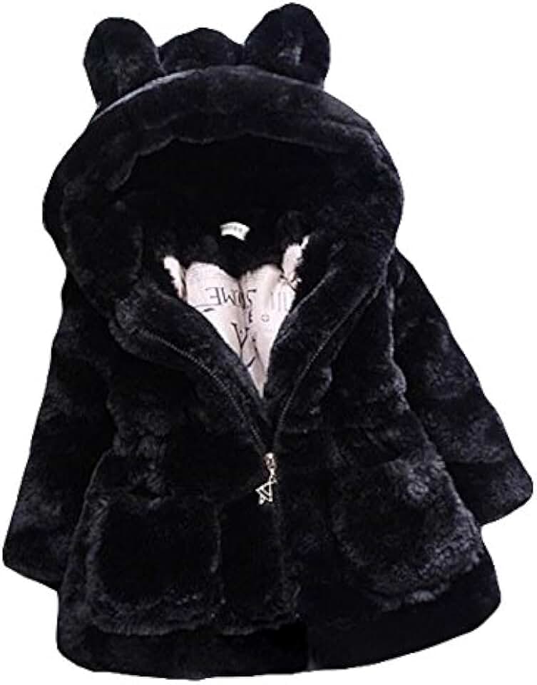 Casaco de coelho com capuz para bebês meninas e crianças, casaco quente de pele sintética, roupas de inverno para crianças de 1 a 4 anos