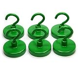 CMS MAGNETICS - (6-Pack 32mm Ceramic Hooks Green 5-Pound Sheer and 13-Pound Pull Force Rating, Strong Magnet Hooks for Office, Refrigerator, Magnetic Board, Closets