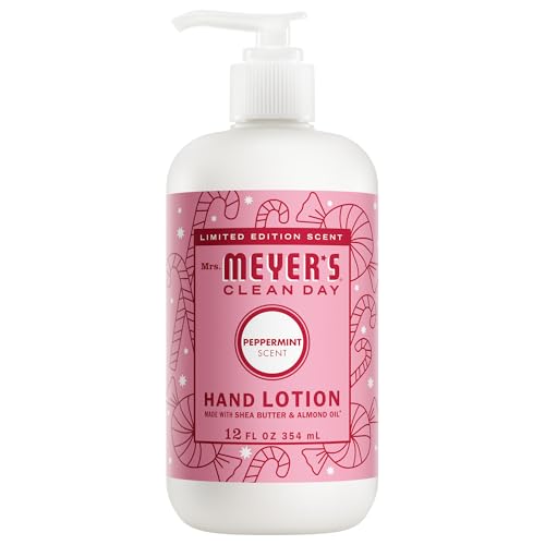 MRS. Meyer’S Clean Day Hand Lotion for Dry Hands, Non-Greasy Moisturizer Made with Essential Oils, Peppermint, 12 Oz
