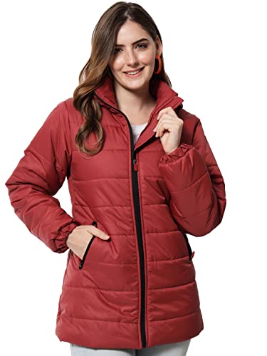 Image of KOTTY Women Nylon Peach Pink Solid Puffer Jacket