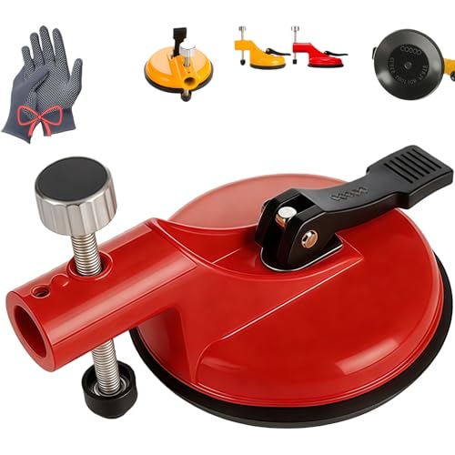 Adjustable Height Setter - Professional Countertop Leveling Tool Floor Gap Fixer Tool, Adjustable Height Setter Floors, Countertop Alignment Clamps Suction for Tiles/Stones/Glass/Metal (Red)