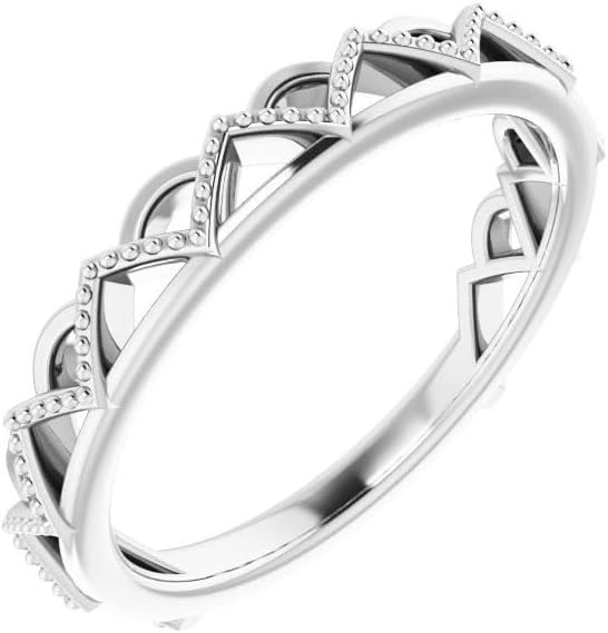 Sonia Jewels Stackable Wedding Anniversary Crown Ring Band (Width = 3.4mm)
