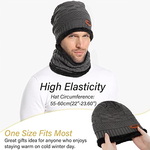 Mens Womens Winter Beanie Hat Scarf Set Warm Knit Hat Thick Fleece Lined Winter Cap Neck Warmer For Men Women #TOP1