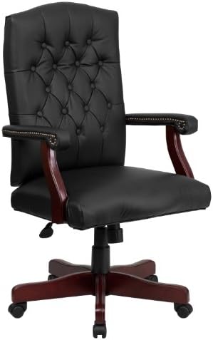 Flash Furniture Martha Washington Black LeatherSoft Executive Swivel Office Chair with Arms