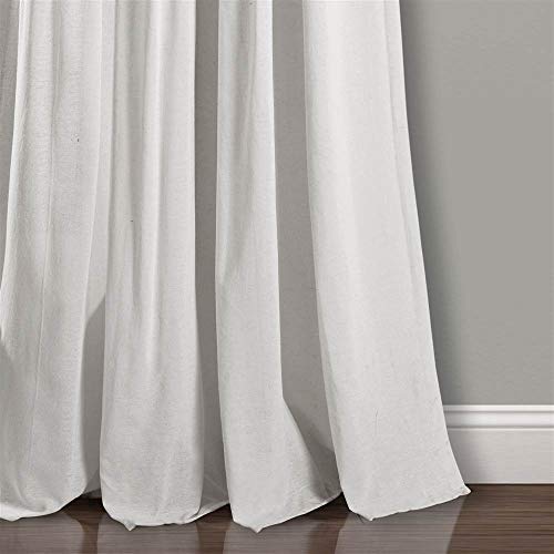 Lush Decor Linen Button Window Curtain Panel, Single, 40" W x 84" L, Blue & Off White- Country Curtains - Rustic Decor - Color Block - Modern Farmhouse Curtains - Image 4