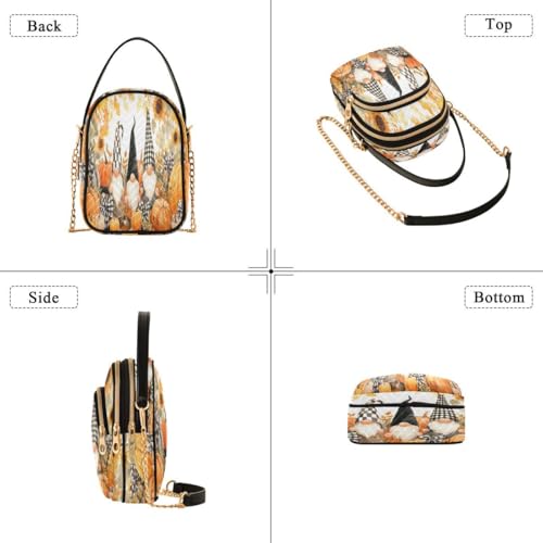 ALAZA Pumpkin Bow Gnome Thanksgiving Day Crossbody Bag Small Shoulder Handbags Leather Purse for Women4