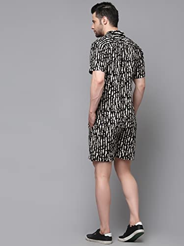 Image of Rigo Printed Co-Ord Set for Men's | Casual Shirt & Shorts Night Suit Set | Lounge-wear Nightdress Pajama Set for Men's | Night Wear, Beach Wear, Vacation Wear Outfit
