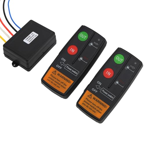 WODHMIEY Winch Remote Control Kit, Universal Drahtlose Seilwinde Fernbedienung Set mit 2 Fernbedienungen und 1 Empfänger, Hohe Empfindlichkeit mit 25m Reichweite, für 12V/24V...