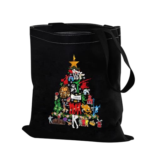 PXTIDY Musical Theater Christmas Tote Bag Musical Theatre Christmas Gift Reusable Grocery Bag Thespian Gift
