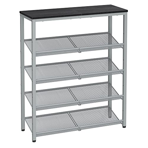 VASAGLE Shoe Rack for Entryway, 5-Tier Shoe Rack Organizer with Storage Shelves and Spacious Top, Freestanding, Adjustable, Industrial, Charcoal Grey and Metallic Silver ULBS038E22 5 Tier (3