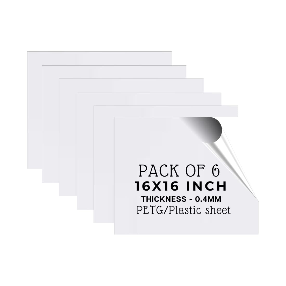 Lonaar Pack Of 6 Plexiglass/PETG/Plastic Transparent Sheet With Double Sided Protective Films Clear & Flexible for Photo Frame, Crafting Projects And Etc (THICKNESS - 0.4MM, 16X16 INCH)-picture-15