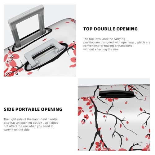 delicate cherry blossoms print Trolley case protective cover, Fashion Suitcase Protector Fits, hidden zipper4