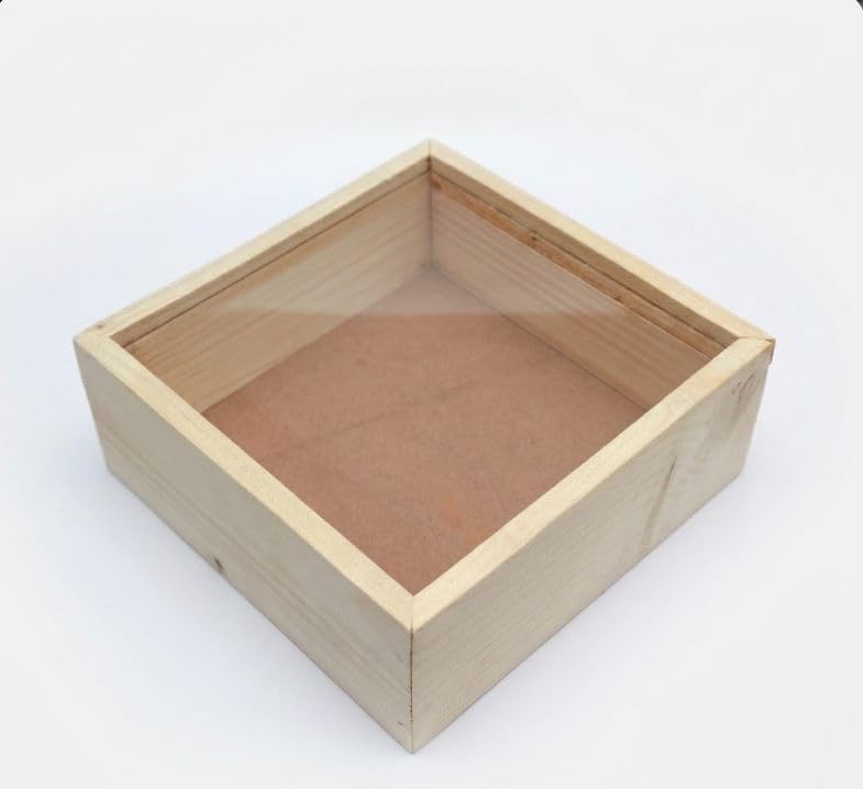 PAXI DAYA Fantasy Slider Box Collection Rectangle Acrylic Slider Lid Hamper Box PineWood Hamper Boxes (Size: LXBXH: 7x7x3,Pack Of 1)-picture-10