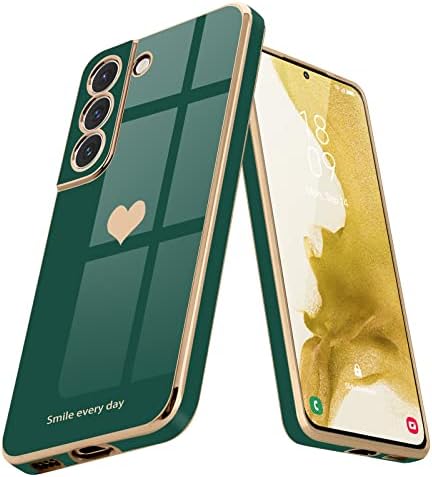 Teageo for Samsung Galaxy S22 5G Case for Women Girl Cute, Darkish Green