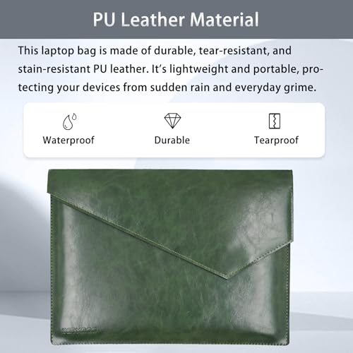 Funda de cuero PU para laptop 15.3 pulgadas verde miniatura 3