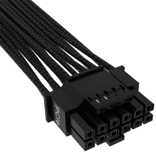 Corsair Premium 600 W PCIe 5.0 / Gen 5 12VHPWR Câble d’Alimentation - Adapté aux Alimentations de Type-4 Via Une Double Connexion PCIe à 8 Broches - Connecteur 12+4 Broches - Noir