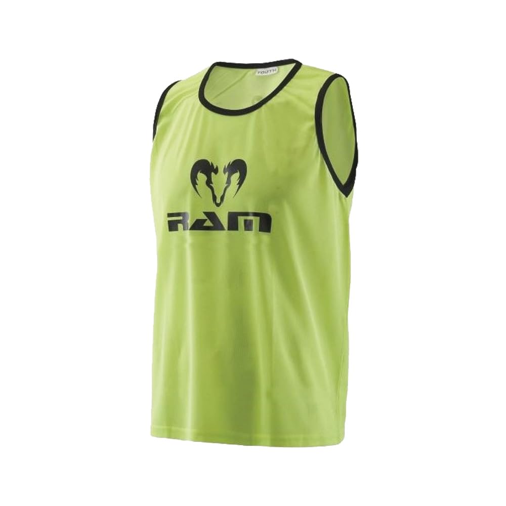 Ram Rugby Mesh Polyester Training Bibs - Set of 10 Bibs - (Neon Yellow, Intermediate - 40")