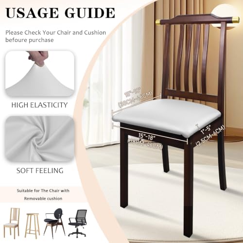 Image of Pu Leather Dining Chair Seat Covers Set of 6, Waterproof Dining Seat Covers Stretch Chair Covers for Dining Chairs /Kitchen Room /Hotel, Odorless Seat Covers for Kitchen Chairs (Pure White - 2 PCS)