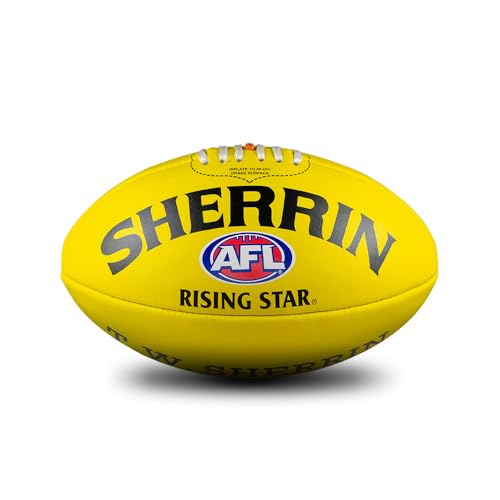 Sherrin AFL Rising Star Leather Football, Yellow, Size 2