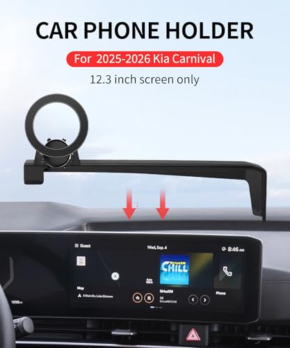 MaserWeller Car Phone Holder for 2025 2026 Kia Carnival Accessories 12.3-Inch Screen Fixed Clip, 360° Rotation Phone Mount Compatible with MagSafe, Cell Phone Holder Does Not Affect Air Vent by MaserWeller - Used condition - Image 4